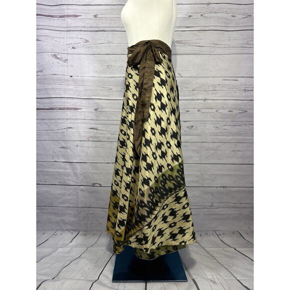 Earthbound Trading Co. Geometric Multicolor Silk Wrap Skirt - Picture 1 of 10